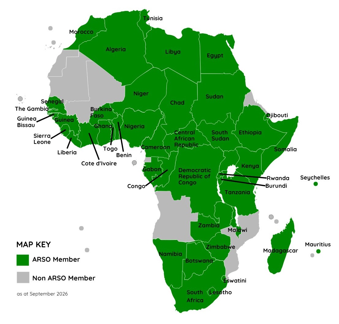 ARSO Membership Map of Africa